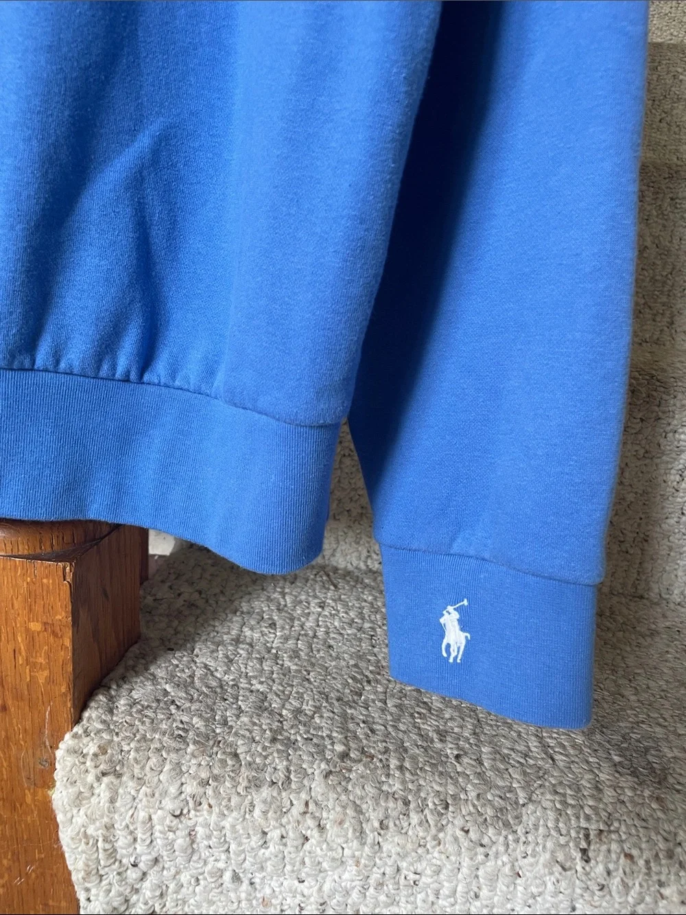 Polo by Ralph Lauren Blue Pullover Hoodie with White Embroidered Logo